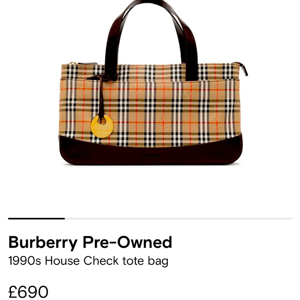 AUTHENTIC BURBERRY Burberry Check Hand Bag Purse Canvas w/black Leather